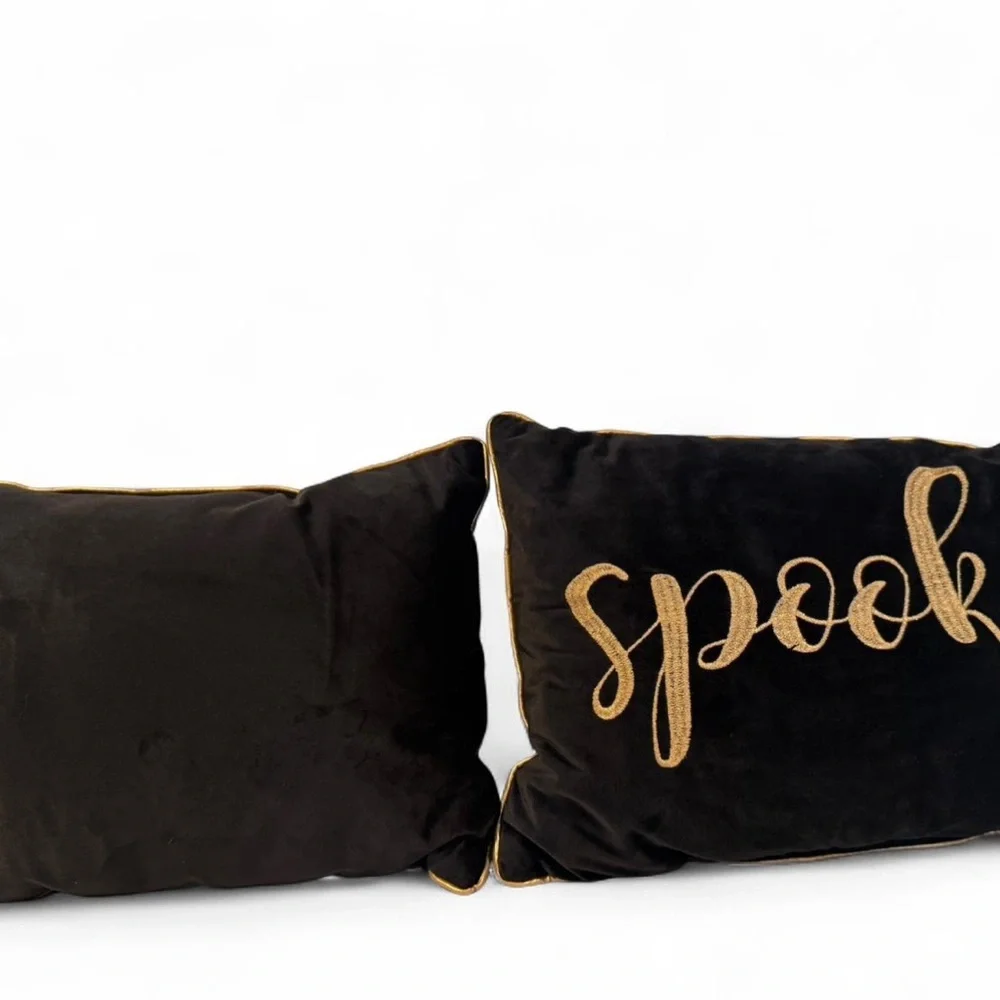 Elegant Black‎ and Gold 'Spooky' Holiday Pillows